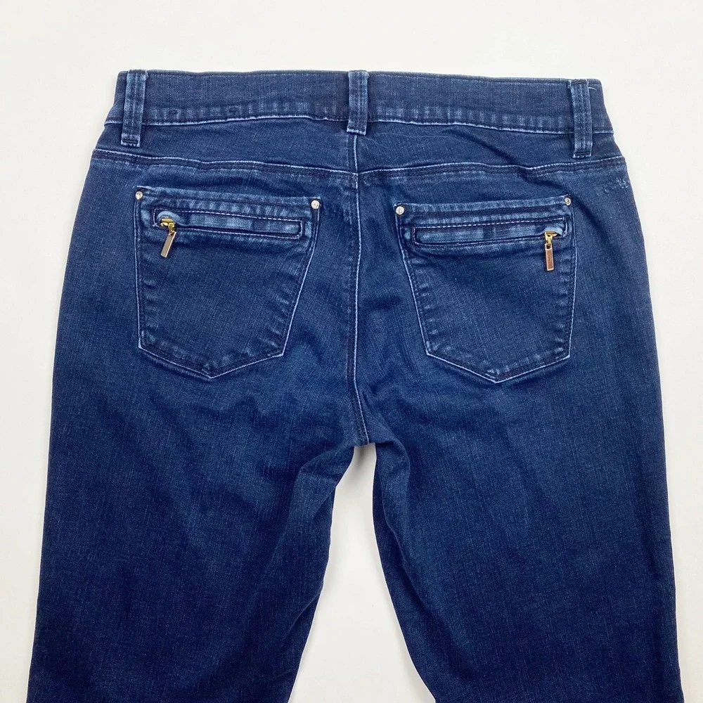 White House Black Market Skinny Leg Gold Zip Ankle Jeans Women‎ 4R Dark Indigo